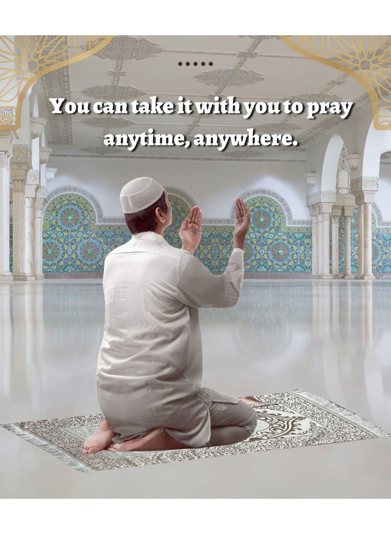 Home Smart Prayer Mat with Prayer Beads and Storage Pouch Portable Mat for Travel Ramadan Ideal Gift for Men and Women - Image 4