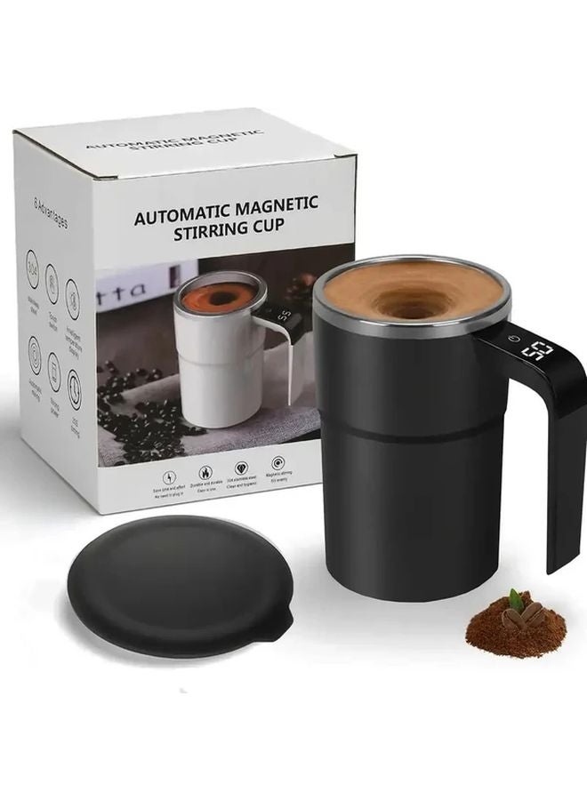 Rechargeable Smart Coffee Stir Cup Temperature Control USB Charging 5000 RPM Stainless Steel Brilliant Black - Image 1
