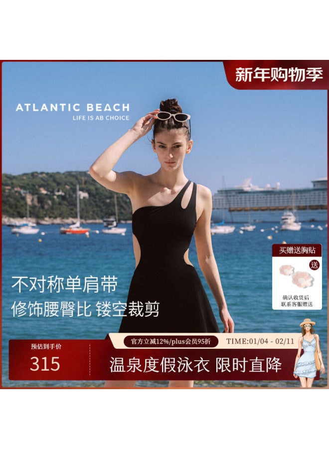 Atlanticbeach  New One-piece Hot Spring Swimsuit For Women Little Black Dress Style Swimwear Beach Vacation Style - Image 1