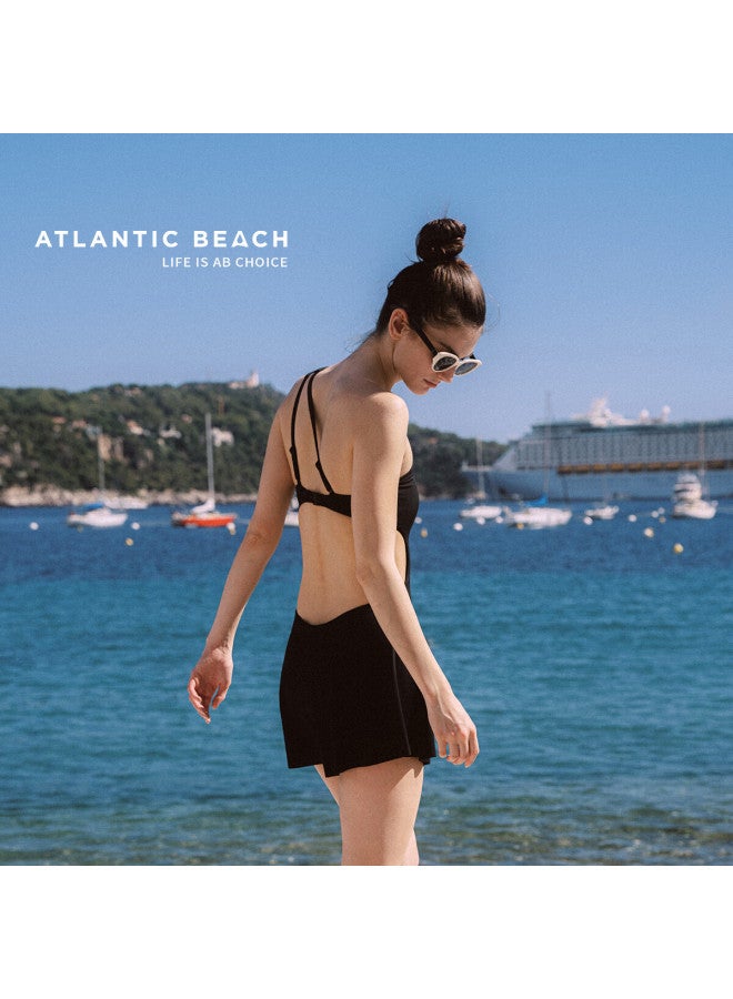 Atlanticbeach  New One-piece Hot Spring Swimsuit For Women Little Black Dress Style Swimwear Beach Vacation Style - Image 2