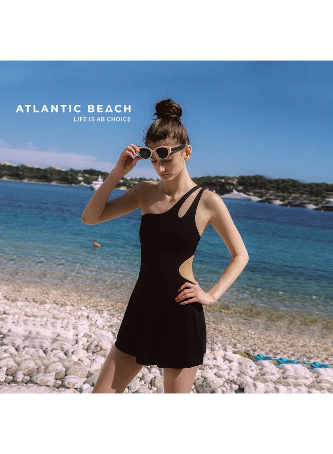 Atlanticbeach  New One-piece Hot Spring Swimsuit For Women Little Black Dress Style Swimwear Beach Vacation Style - Image 3