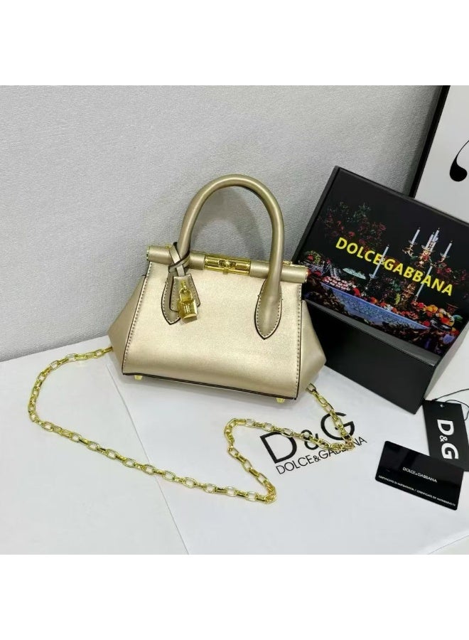 D&G 'Marlene Mini' top handle bag in gold leather