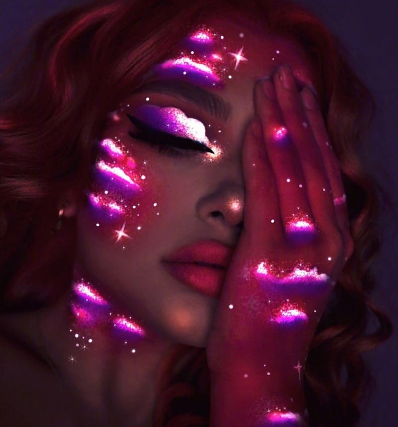 Go Ho UV Blacklight Neon Purple Face Body Paint,Water Based Bright Color Neon Fluorescent Body Paint with Cushion Applicator,Glow In The Dark Under UV Lighting Party Halloween Makeup Washable - Image 5
