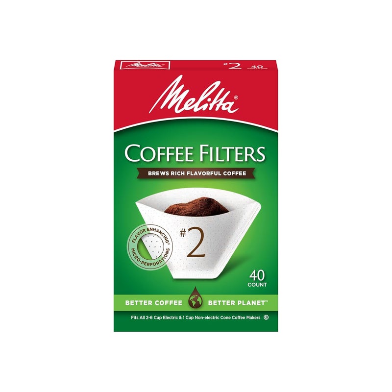 Melitta Melitta 2 Cone Coffee Filters White 40 Total Filters Count  Packaging May Vary - Image 1