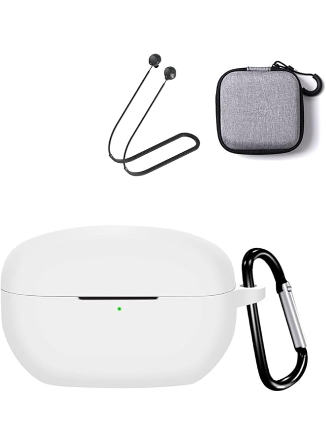 إيروريكس 3 قطع حافظة لسوني Wf 1000Xm5 مع حزام رياضي من السيليكون وحقيبة تخزين مجموعة حافظة واقية من السيليكون الناعم لسوني Wf 1000Xm5 2023 غير أصلية سوني Wf 1000Xm5 بيضاء - Image 1