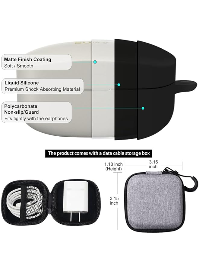 إيروريكس 3 قطع حافظة لسوني Wf 1000Xm5 مع حزام رياضي من السيليكون وحقيبة تخزين مجموعة حافظة واقية من السيليكون الناعم لسوني Wf 1000Xm5 2023 غير أصلية سوني Wf 1000Xm5 بيضاء - Image 2