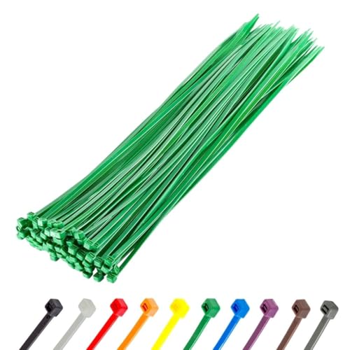 GTSE 14 Inch Green Heavy Duty Zip Ties 100 Pack 120lb Strength UV Resistant Nylon Cable Ties SelfLocking 14 Tie Wraps - Image 1