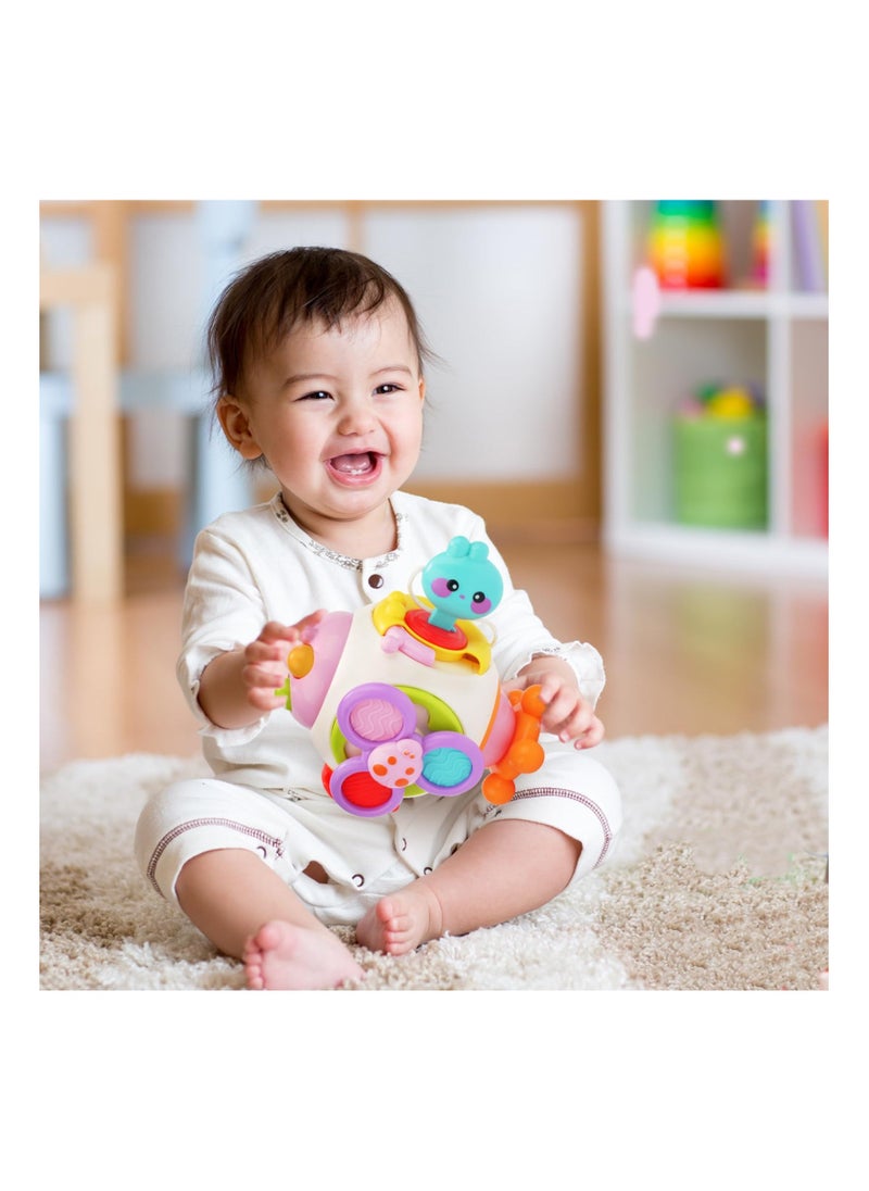 Busy Cube for Toddlers1-3, Sensory Busy Activity Cube Spinner Toy Baby Busy Board Montessori Busy Cube Travel Essential Toys Busy Activity Cube Sensory Busy Cube for 1 2 3 year old Kids on the Go