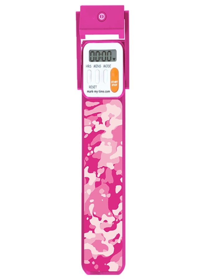 Mark-My-Time Digital Bookmark and LED Book Light - Timer and Bookmark for Kids with LED Book Light, Cool Bookmarks and Reading Incentives, Christmas Gift & Stocking Stuffer - Pink Camo - Image 1