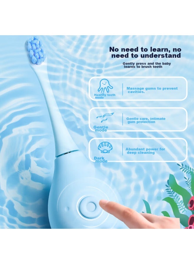 Combo Children's Electric Toothbrush With Fluoride, Soft Bristles, Cavity Prevention And Gum Protection Sonic Upgraded Version Suitable For Ages 1-3 - Image 3