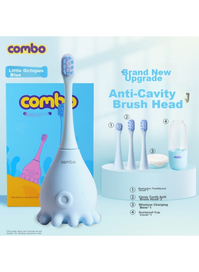 Combo Children's Electric Toothbrush With Fluoride, Soft Bristles, Cavity Prevention And Gum Protection Sonic Upgraded Version Suitable For Ages 1-3 - Image 1
