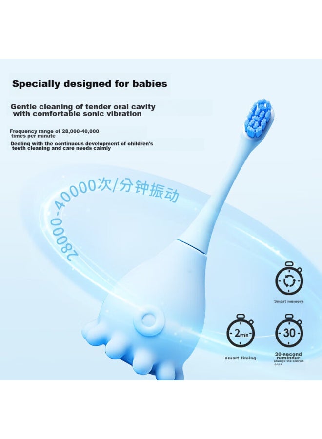 Combo Children's Electric Toothbrush With Fluoride, Soft Bristles, Cavity Prevention And Gum Protection Sonic Upgraded Version Suitable For Ages 1-3 - Image 2