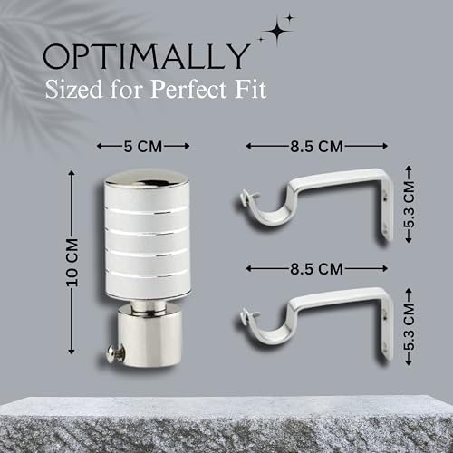 Welson Stainless Steel Curtain Bracket with Support 1 Inch Rod Pocket Finials Rod Support Fittings, Curtain Rod Holder (4 Pair Silver) - Durable Window Decor Solution for Elegant Home Interiors - Image 3