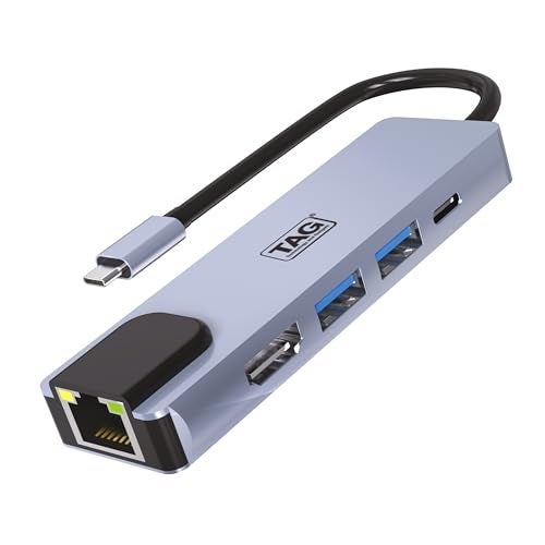 TAG 5 in 1 Type C Multiport Adapter Hub with 4K HDMI, USB-C 100W Power Delivery, Gigabit Ethernet 1000 Mbps port | 2x USB 3.0 5Gbps Transfer Speed | Metal Body | Supports PC, Macbook, Laptops, Tablets - Image 1