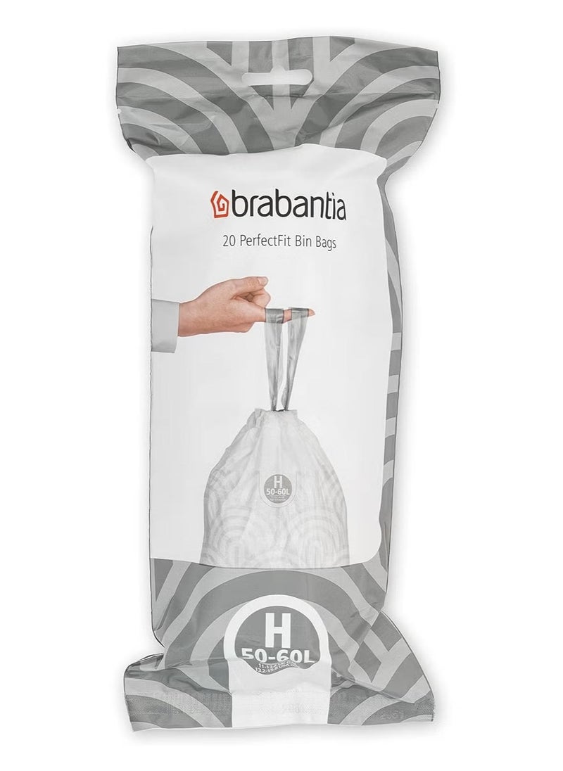 brabantia Perfectfit Code H 50-60 Litre 20 Bin Bags  - Image 1