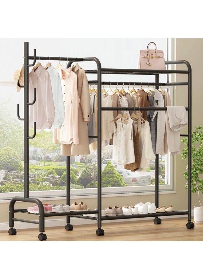SHEE ONE A wonderful heavy-duty metal clothes rack for hanging coats on wheels for home, residence and hotel/black - Image 3
