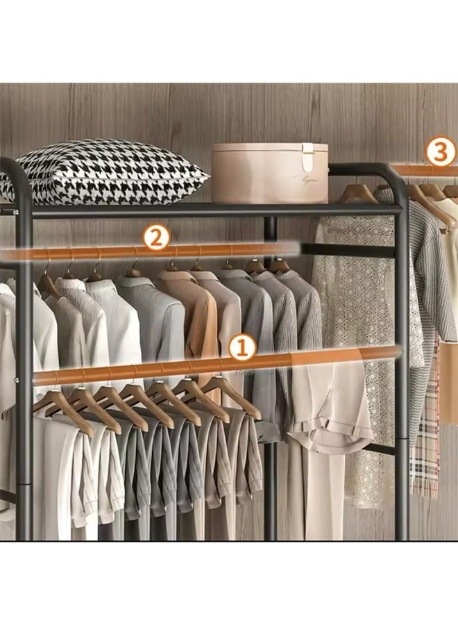 SHEE ONE A wonderful heavy-duty metal clothes rack for hanging coats on wheels for home, residence and hotel/black - Image 4