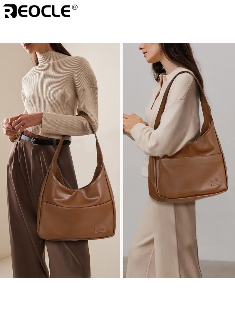 REOCLE Women's Faux Leather Tote Bag Stylish Shoulder College Tote Hobo Handbag Ideal Work Purse Durable Spacious with Pockets Suitable for Daily Use Work School Shopping for Ladies for Women - Image 2