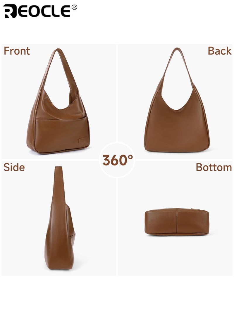 REOCLE Women's Faux Leather Tote Bag Stylish Shoulder College Tote Hobo Handbag Ideal Work Purse Durable Spacious with Pockets Suitable for Daily Use Work School Shopping for Ladies for Women - Image 5