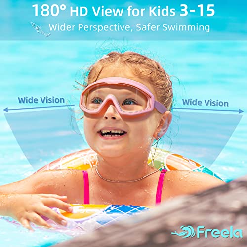 Freela Swim Goggles Swimming Goggles for Kids 6-14 4-7 8-12 3-6 2-4 3-5 3-10 4-8 Age 3 4 5 Year Old Toddler Water Clear Beach Pool Goggles Boys Girls Youth Childrens Child Anti Fog - Image 2