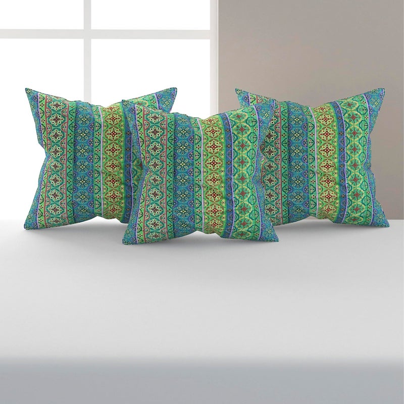 Swayam Diwan Set Cotton 6 Piece Diwan Printed Bedsheet Set for Living Room Hall (Set of 6 Piece, 1 Diwan Sheet | 2-Bolster Cover| 3 Cushion Covers) Soft Feel,Green - Image 2