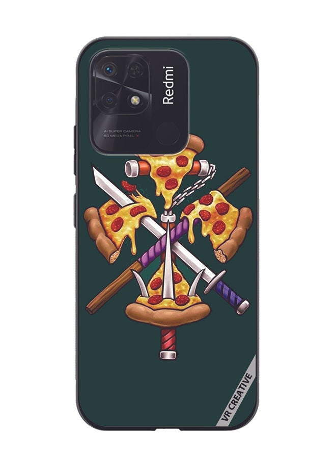 VR CREATIVE Protective Case Cover For Xiaomi Redmi 10C Pizza Sword Design Multicolour - Image 1