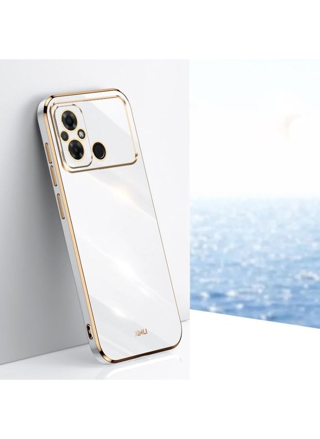 HuHa Case Cover For Xiaomi Poco C55 4G XINLI Straight Edge 6D Electroplate TPU Phone Case White 