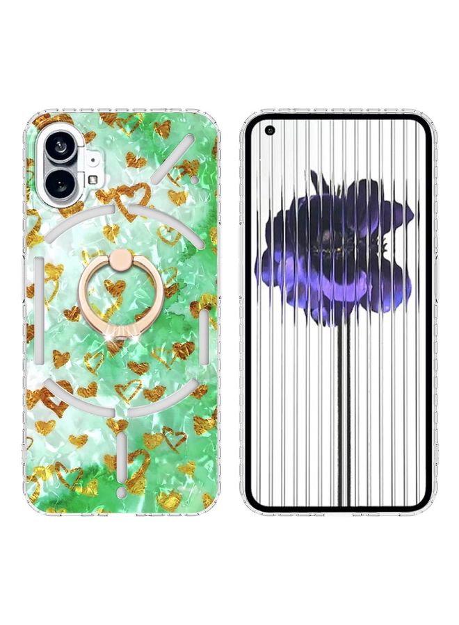 Case Cover For Nothing Phone 1 2.0mm Airbag Shockproof IMD TPU Phone Case with Ring Gold Heart