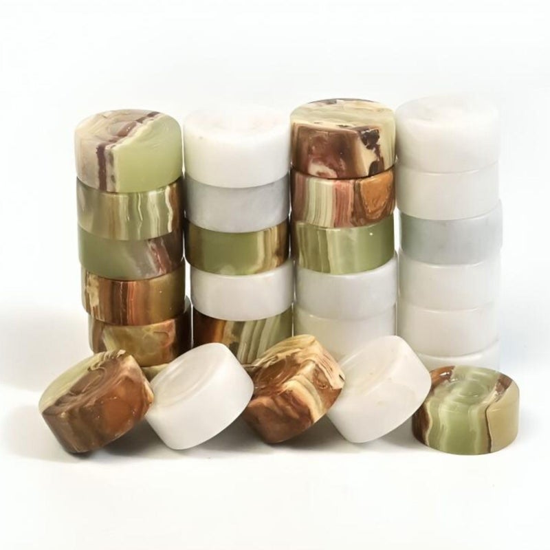 OceanicX Marble Chess Checker Pieces Set with Free Storage Box Collection White Green - Image 3