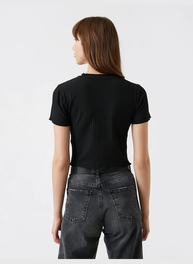 KOTON Frill Detail T-Shirt Short Sleeve
