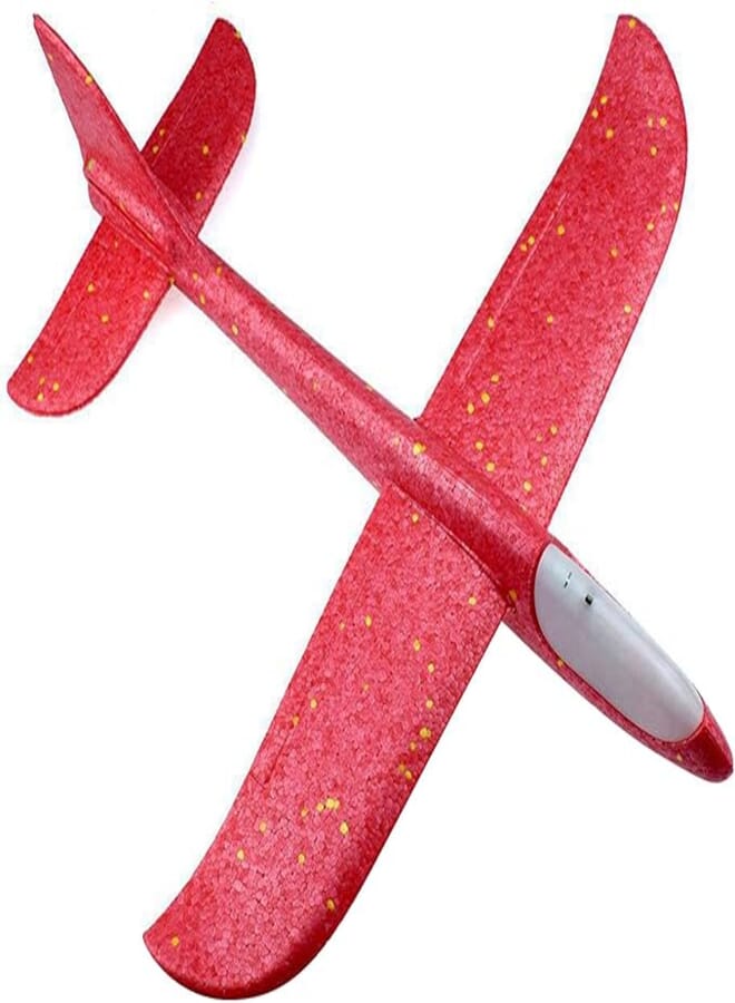 SHOWAY Flying Glider Planes With Flash LED Light 18.9" Foam Flight Mode Throwing Air Plane Aerobatic Airplane Outdoor Sport Game Toys Gift for Kids 3 4 5 6 7 Year Old Boy Red
