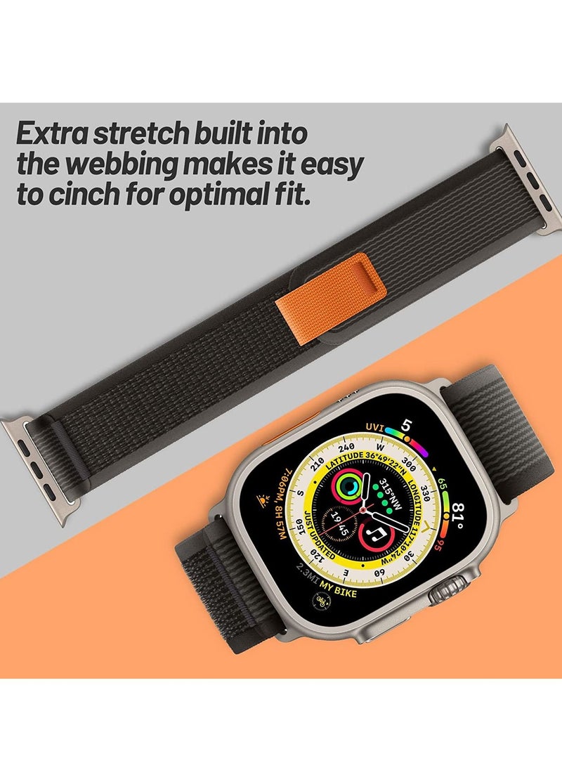MOCOM - Ultra Watch Band Trail Loop For Apple Watch Ultra Series 8,7,6,5,4 49mm 45mm 44mm 42mm – Black/Orange - Image 1