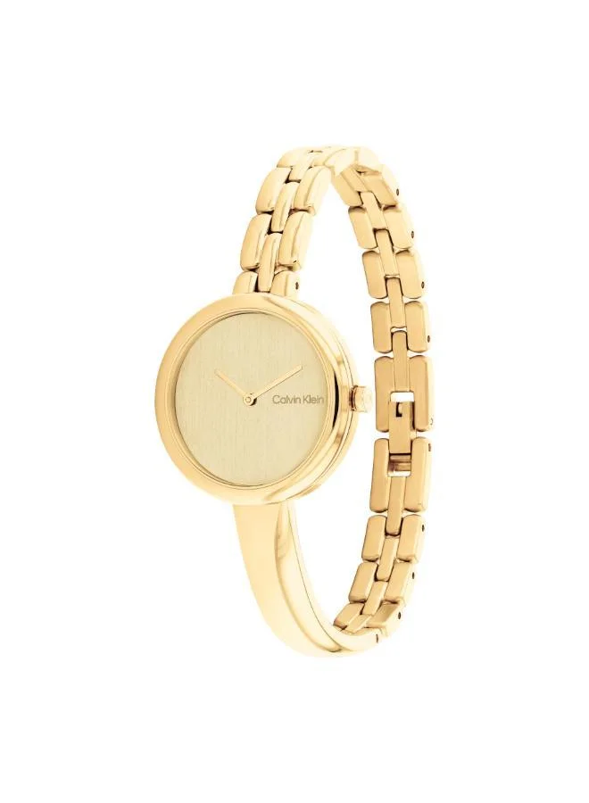 CALVIN KLEIN  Bangled Collection Analog Quartz Watch For Women With Gold-Tone Stainless Steel Bracelet - 25200279 for Women | Best Price UAE