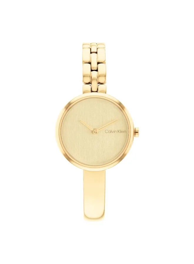 Calvin Klein Analogue Quartz Watch for Women BANGLED Collection with Gold Colored Stainless Steel Bracelet - 25200279