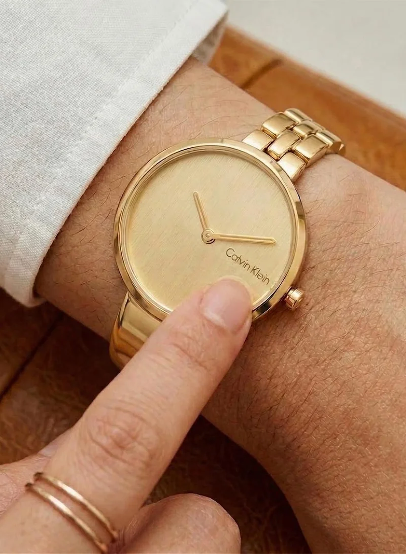 CALVIN KLEIN  Bangled Collection Analog Quartz Watch For Women With Gold-Tone Stainless Steel Bracelet - 25200279 for Women | Best Price UAE