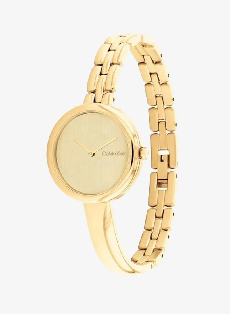Calvin Klein  Bangled Collection Analog Quartz Watch For Women With Gold-Tone Stainless Steel Bracelet - 25200279 for Women | Best Price UAE