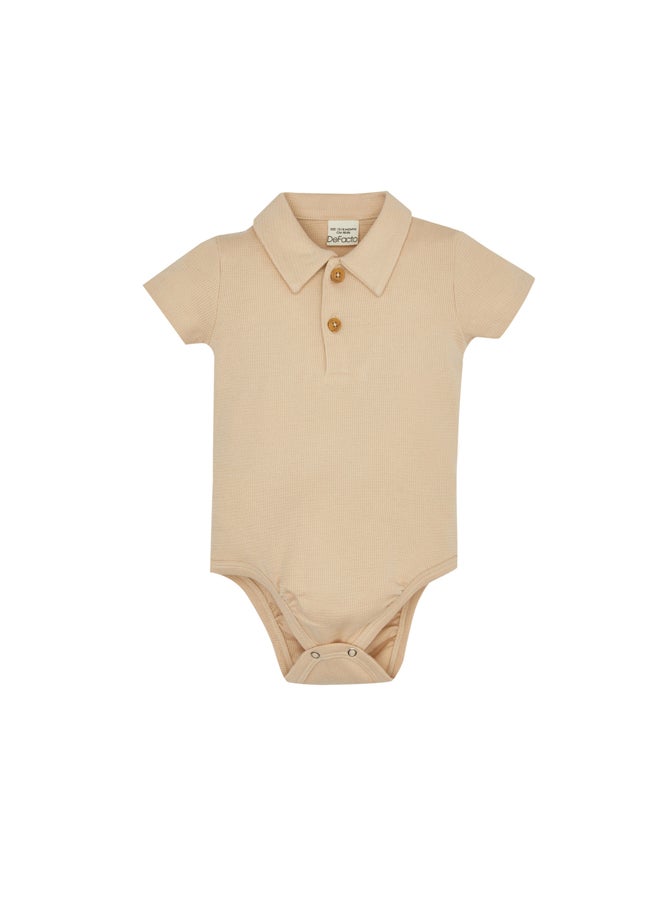 DeFacto - Babyboy New Born Regular Fit Polo Neck Knitted Short Sleeve Snap Body - Image 1