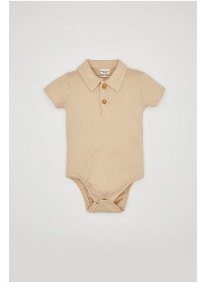 DeFacto - Babyboy New Born Regular Fit Polo Neck Knitted Short Sleeve Snap Body - Image 1