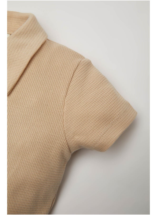 DeFacto - Babyboy New Born Regular Fit Polo Neck Knitted Short Sleeve Snap Body - Image 1