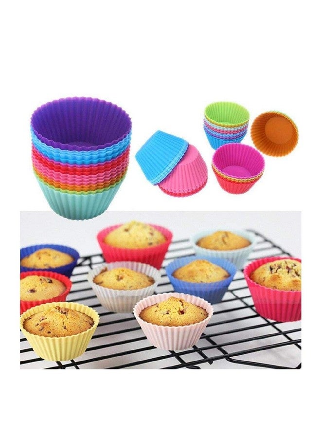Perfect Pricee Non-Stick Microwave Oven Safe Plastic Baking Tray, 6 Nonstick Silicone Cupcake Muffin Molds with Oiling Pastry Brush, Kitchen Bakeware Tool Combo Set - Image 3