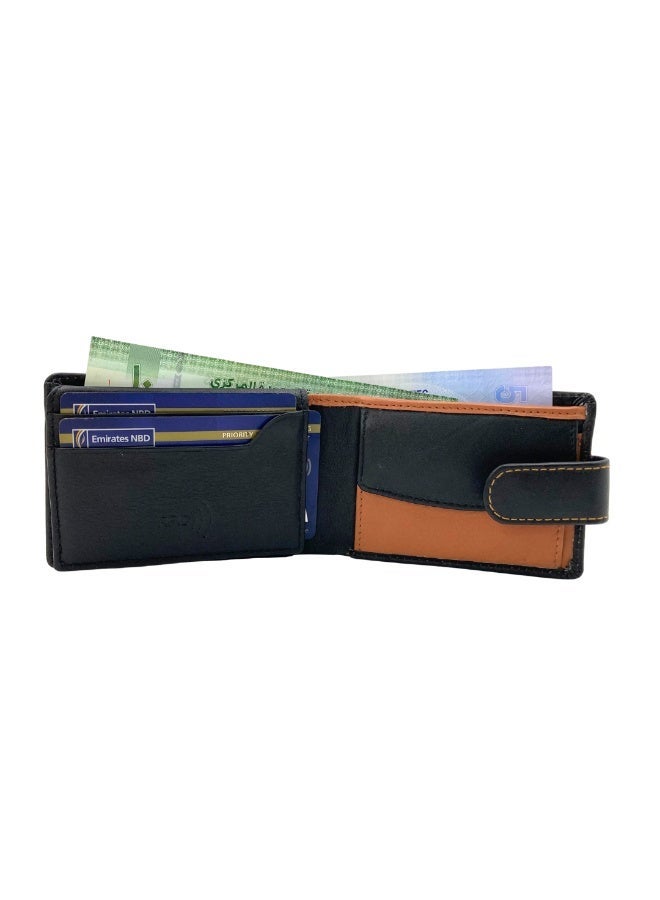 LAVERI LEATHER Laveri Genuine Leather Designer Wallet With RFID Protection Black and Tan - Image 1