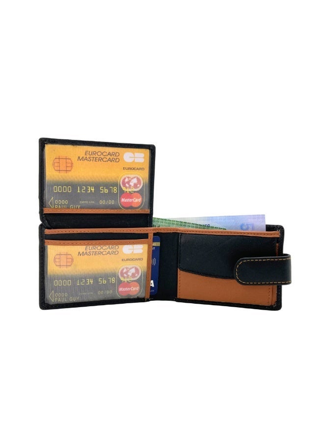 LAVERI LEATHER Laveri Genuine Leather Designer Wallet With RFID Protection Black and Tan - Image 3
