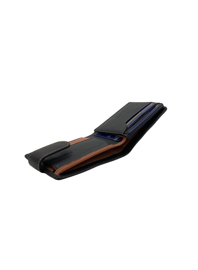 LAVERI LEATHER Laveri Genuine Leather Designer Wallet With RFID Protection Black and Tan - Image 4