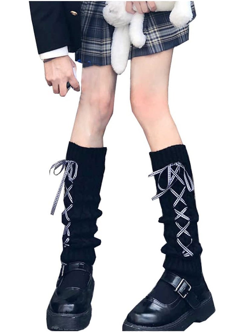 SYOSI Womens Lolita Knit Long Socks Leg Warmers Harajuku Japanese Kawaii Boot Socks Winter Ankle Heap Sock, Kawaii Leg Warmers Knee High Boot Stockings for Girls Women  - Image 1