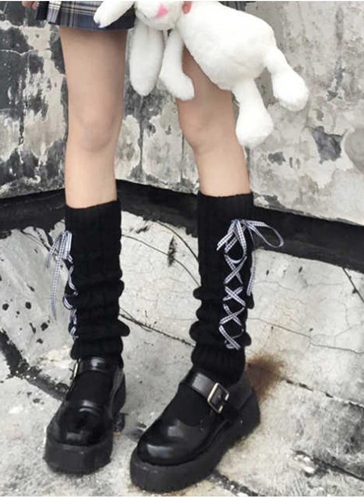 SYOSI Womens Lolita Knit Long Socks Leg Warmers Harajuku Japanese Kawaii Boot Socks Winter Ankle Heap Sock, Kawaii Leg Warmers Knee High Boot Stockings for Girls Women  - Image 5