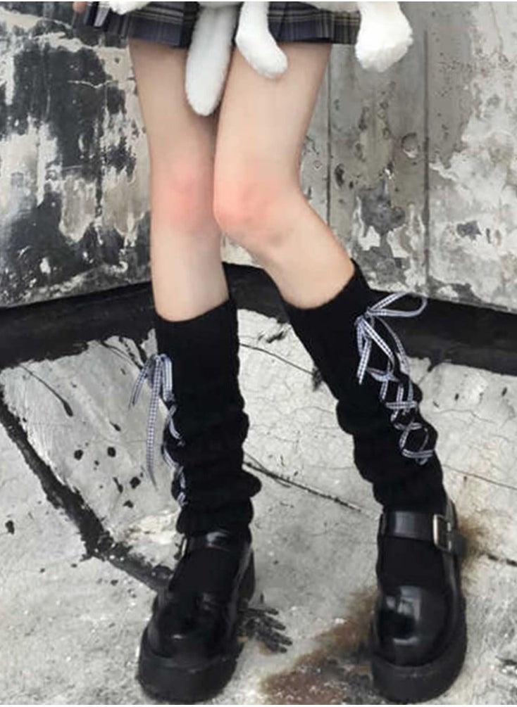 SYOSI Womens Lolita Knit Long Socks Leg Warmers Harajuku Japanese Kawaii Boot Socks Winter Ankle Heap Sock, Kawaii Leg Warmers Knee High Boot Stockings for Girls Women  - Image 3