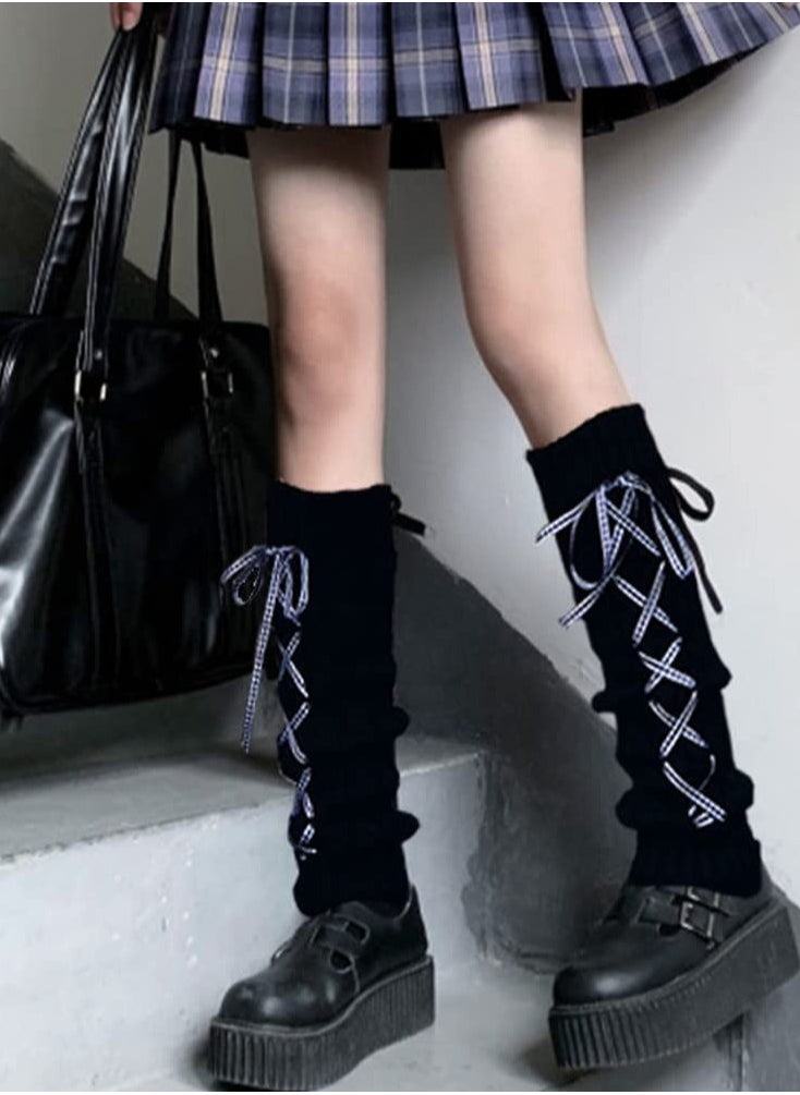 SYOSI Womens Lolita Knit Long Socks Leg Warmers Harajuku Japanese Kawaii Boot Socks Winter Ankle Heap Sock, Kawaii Leg Warmers Knee High Boot Stockings for Girls Women  - Image 4