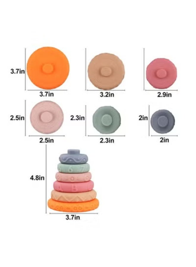 Lyaxm 6 Pcs Stacker Classic Toy, Baby Soft Stacking Blocks,Creative And Educational Shape Stacking Rings Soft Toys for Babies Newborn 0-18 Months 1 Year Old Girls Boys, Toddler Sensory Educational Montessori Baby Blocks, Montessori Sensory Toys, Infant Development Teething Learning - Image 4