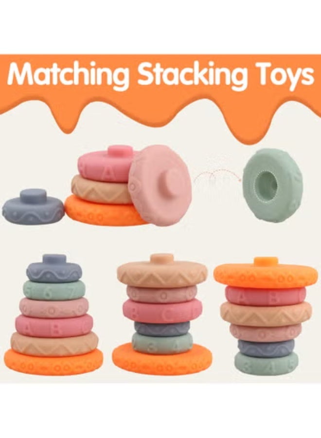 Lyaxm 6 Pcs Stacker Classic Toy, Baby Soft Stacking Blocks,Creative And Educational Shape Stacking Rings Soft Toys for Babies Newborn 0-18 Months 1 Year Old Girls Boys, Toddler Sensory Educational Montessori Baby Blocks, Montessori Sensory Toys, Infant Development Teething Learning - Image 5
