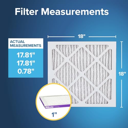 Filtrete 18x18x1 AC Furnace Air Filter, MERV 12, MPR 1500, CERTIFIED asthma & allergy friendly, 3 Month Pleated 1-Inch Electrostatic Air Cleaning Filter, 6-Pack (Actual Size 17.81x17.81x0.78 in) - Image 2